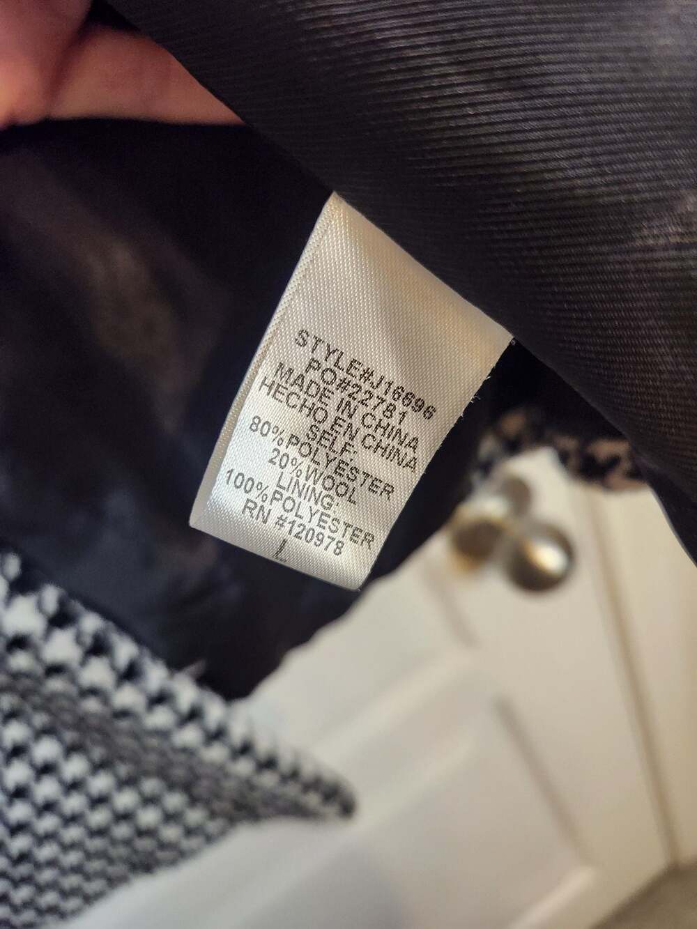 Women's Houndstooth Open Front Blazer Jacket Black and White - Picture 4 of 10